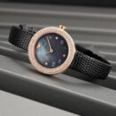 Emporio Armani Aviator Crystals Mother of Pearl Black Dial Black Silicon Strap Watch For Women - AR11373